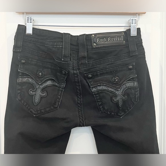 Rock Revival Marisa Black Denim Skinny Jeans Womens Low-Rise Casual Size 26x32 - Picture 5 of 11